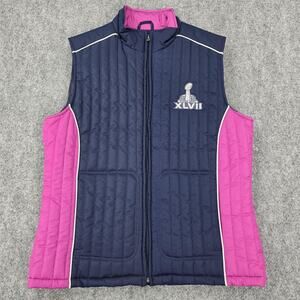 Super Bowl XLVII Vest Womens Large Blue Pink NFL Football New Orleans 2013 GIII